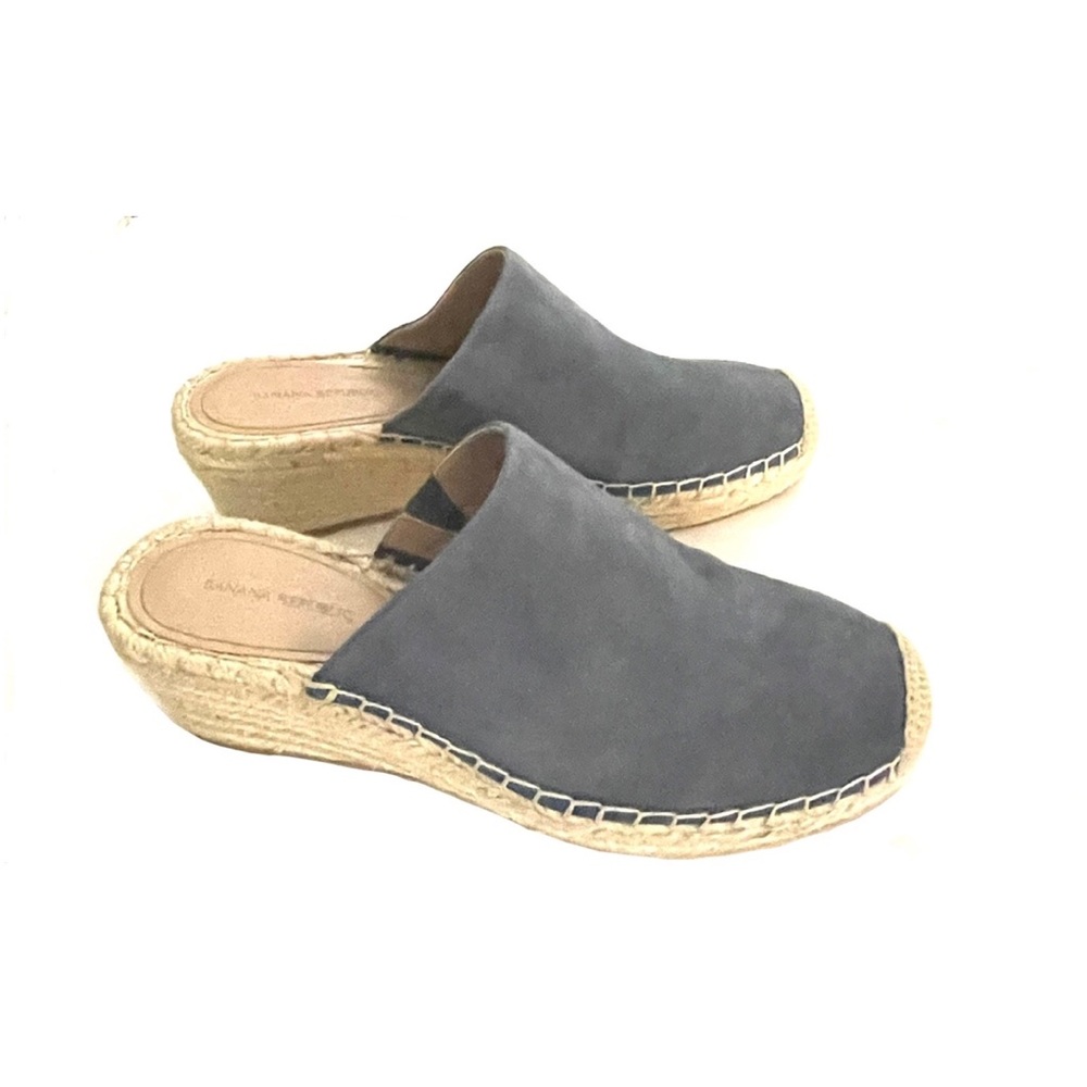 NWOT Banana Republic Suede Espadrille  Slip-on Mule with Wedge Heel - Picture 2 of 12